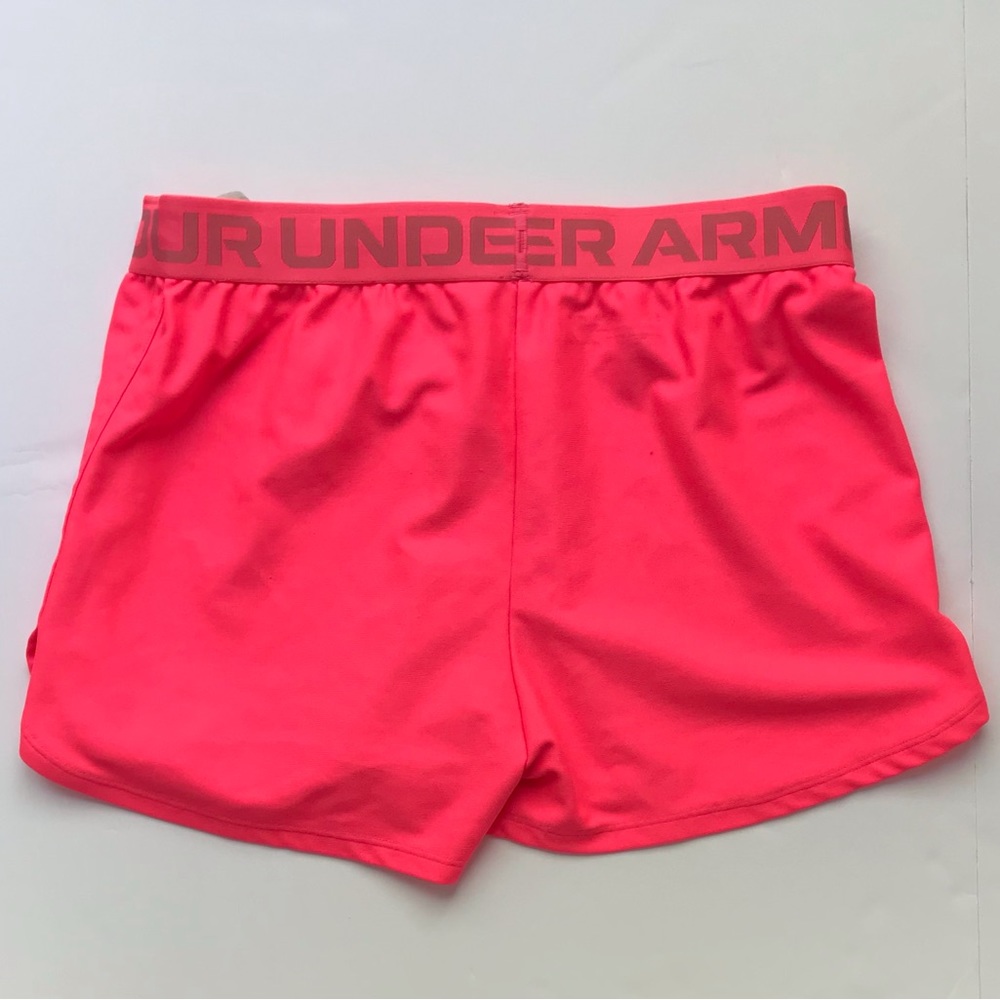 Under Armour Girls Large Hot Pink Elastic Waist Shorts - Picture 2 of 4